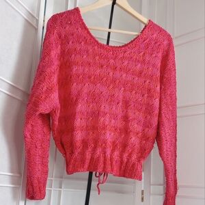 Atelier Jacque & Aubres Womens Open Knit Orange Pink Cropped Sweater French M